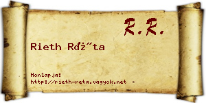 Rieth Réta névjegykártya
